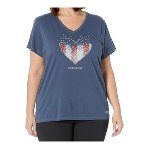 Life is good women’s American flag, heart T-shirt, size XL